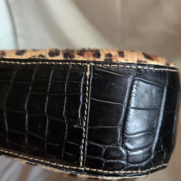 Brahmin Vintage Leopard Print and Black Leather Shoulder Bag - Picture 11 of 11